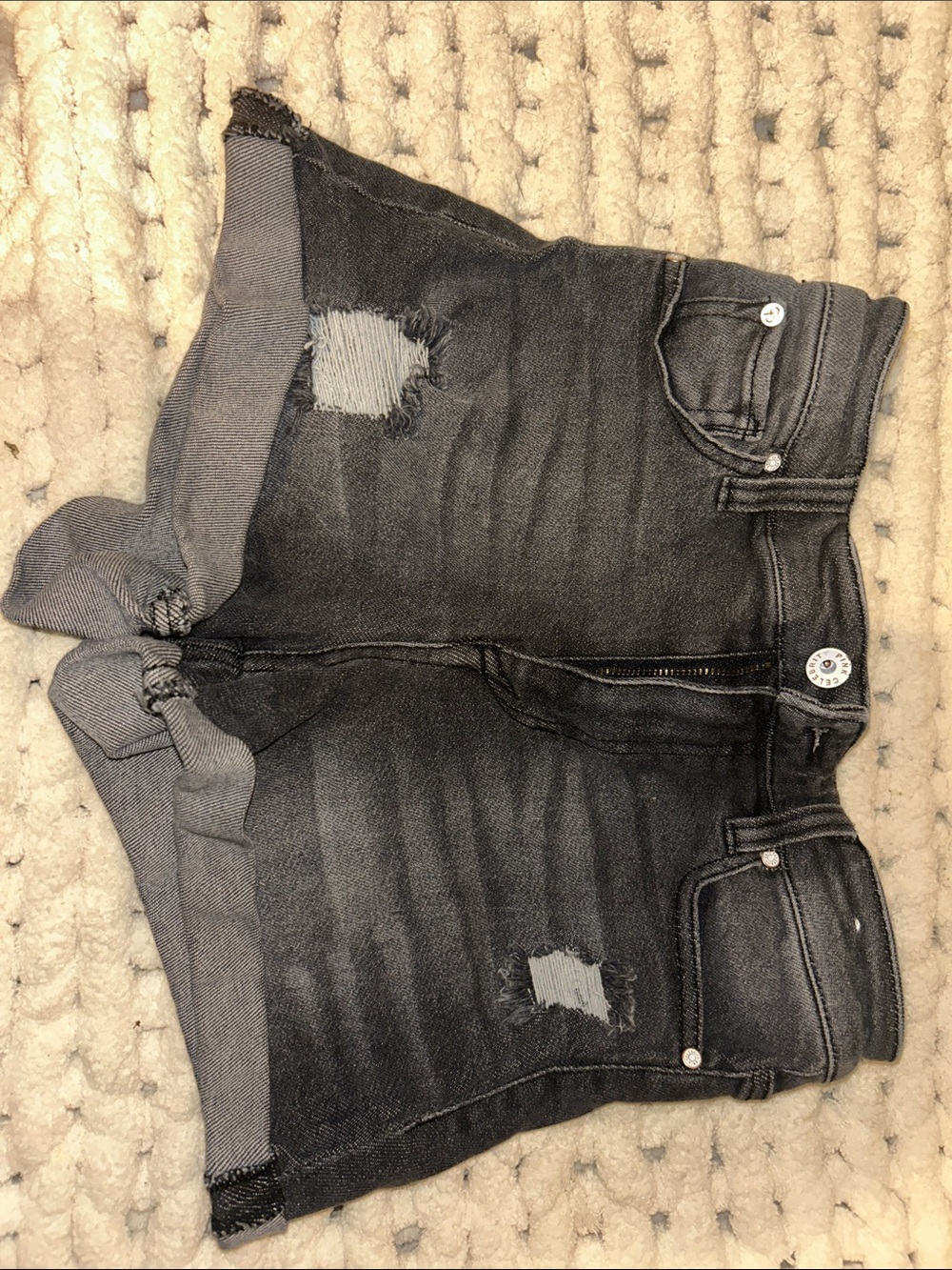 Celebrity Pink Charcoal Distressed Cuffed Denim Shorts